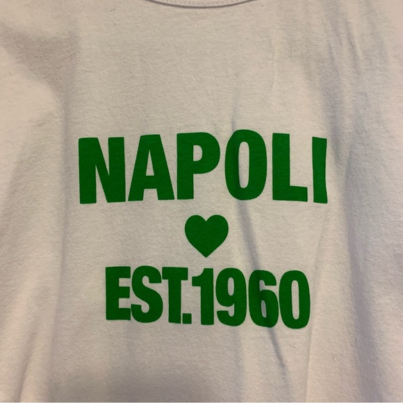Zara Womans Large White Napoli Kids T-Shirt with Green Print - Picture 2 of 3